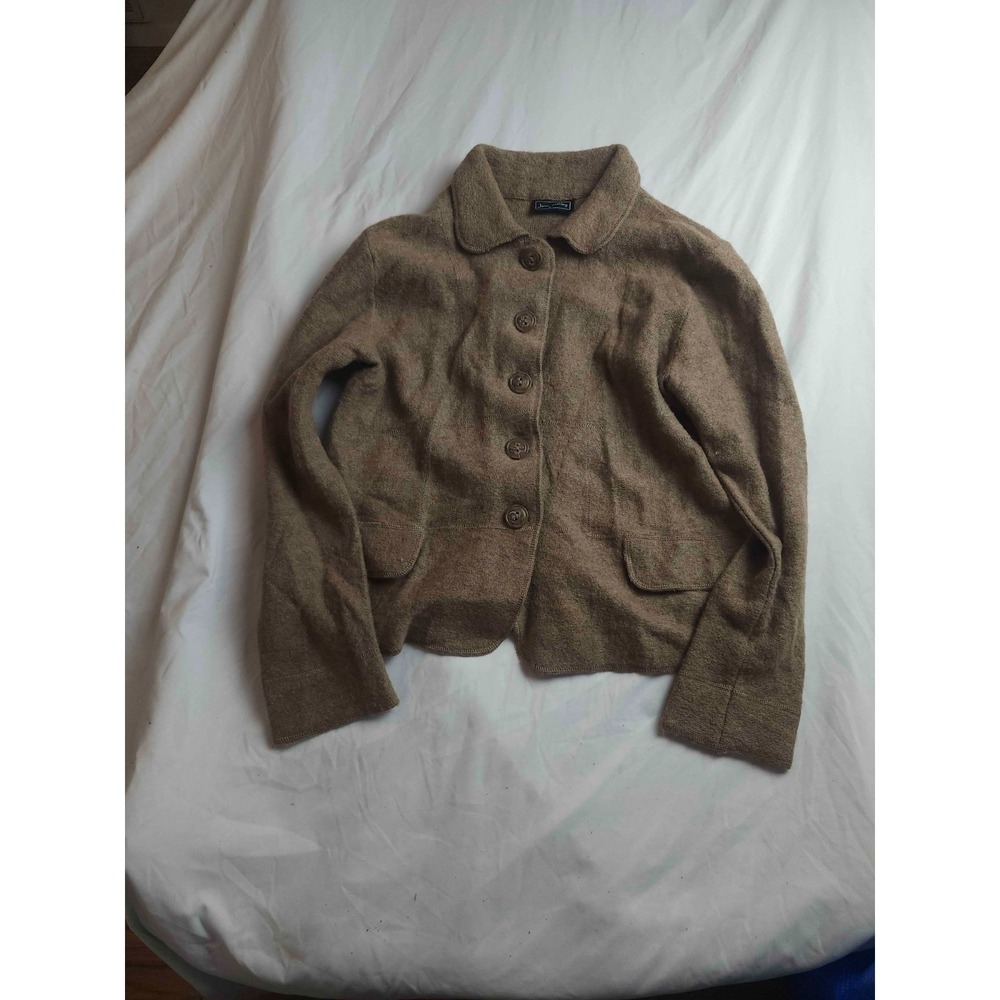 Jane‎ Ashley Blazer Jacket Womens Large Brown Wool Blend Button Front Office